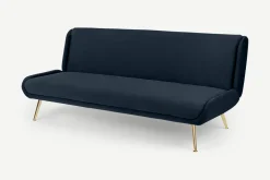 Sofá Cama Moby Azul Zafiro Con Patas Doradas