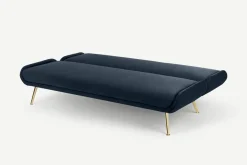 Sofá Cama Moby Azul Zafiro Con Patas Doradas