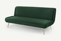 Sofá Cama Moby Verde Pino Con Patas Doradas
