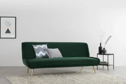 Sofá Cama Moby Verde Pino Con Patas Doradas