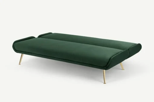 Sofá Cama Moby Verde Pino Con Patas Doradas