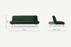 Sofá Cama Moby Verde Pino Con Patas Doradas