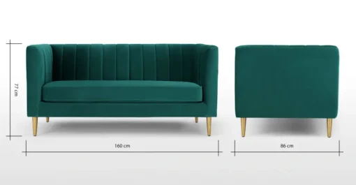Sofá de 2 Cuerpos Amicie – Azul Espuma de Mar