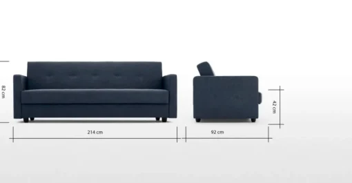Sofá de 3 Cuerpos Anton – Azul Cuarzo