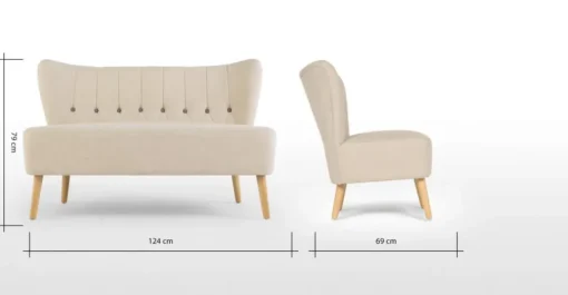 Sofá de 2 Cuerpos Charley – Beige Biscuit