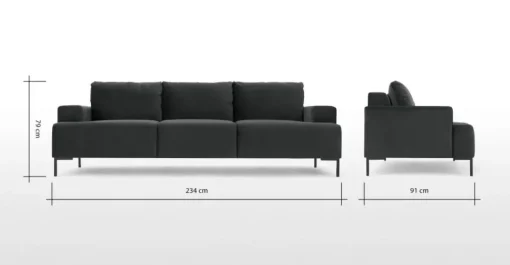Sofá de 3 Cuerpos Frederik – Gris Antracita