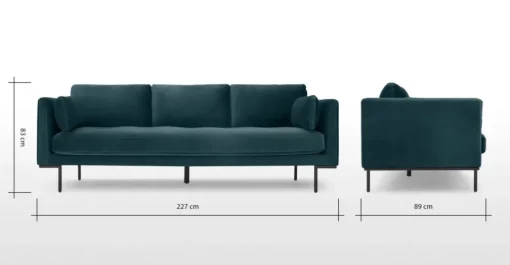 Sofá de 3 Cuerpos Harlow – Azul Seafoam
