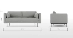 Sofá de 2 Cuerpos Harlow – Gris Montaña