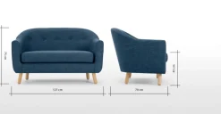 Sofá de 2 Cuerpos Lottie – Azul Puerto