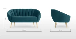 Sofá de 2 Cuerpos Primrose – Azul Cerceta