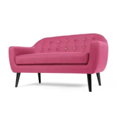 Sofá de 2 Cuerpos Ritchie – Rosa Chicle con Botones de Colores
