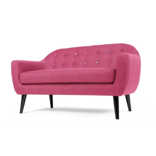 Sofá de 2 Cuerpos Ritchie – Rosa Chicle con Botones de Colores
