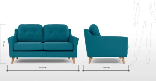 Sofá de 2 Cuerpos Rufus – Azul Intenso