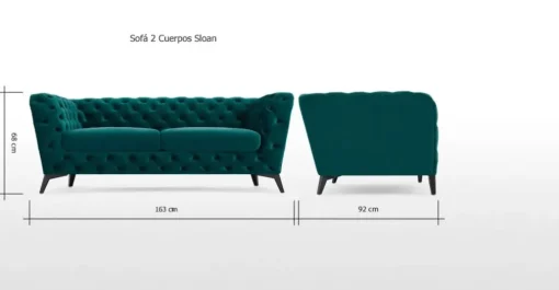 Sofá de 2 Cuerpos Sloan – Azul Seafoam