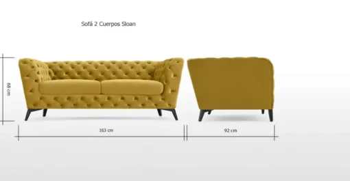 Sofá de 2 Cuerpos Sloan – Dorado Vintage
