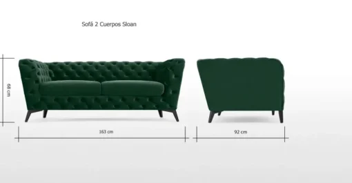 Sofá de 2 Cuerpos Sloan – Verde Pino