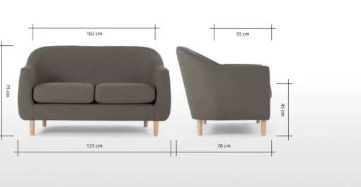 Sofá de 2 Cuerpos Tubby – Gris Estaño