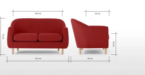 Sofá de 2 Cuerpos Tubby – Rojo Berry