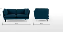 Sofá de 2 Cuerpos Wes – Azul Cerceta Selecto