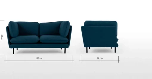 Sofá de 2 Cuerpos Wes – Azul Cerceta Selecto
