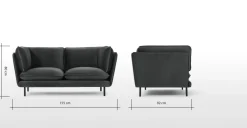 Sofá de 2 Cuerpos Wes – Gris Medianoche