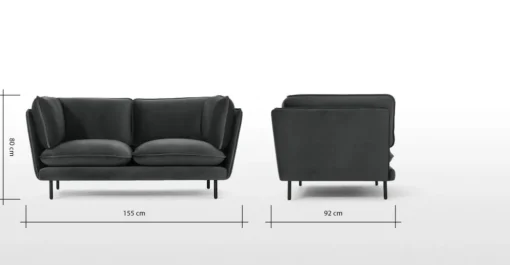 Sofá de 2 Cuerpos Wes – Gris Medianoche