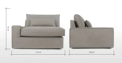 Sofá Modular con Brazo a la Izquierda Trent – Gris Lavado
