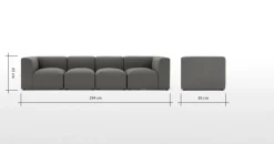 Sofá Modular de 4 Cuerpos Juno – Gris Marga