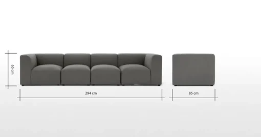 Sofá Modular de 4 Cuerpos Juno – Gris Marga