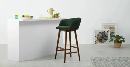 Taburete alto Lule – Terciopelo verde pino