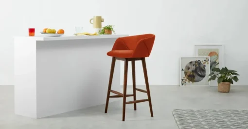 Taburete alto Lule – Terciopelo naranja llama
