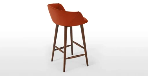 Taburete alto Lule – Terciopelo naranja llama