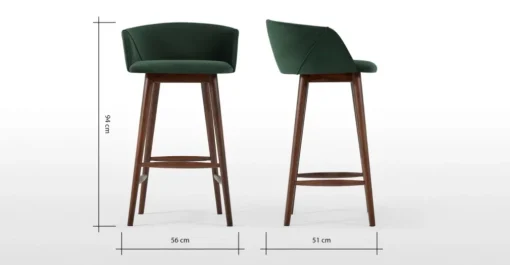 Taburete alto Lule – Terciopelo verde pino