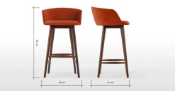 Taburete alto Lule – Terciopelo naranja llama