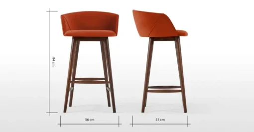 Taburete alto Lule – Terciopelo naranja llama