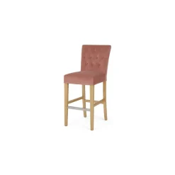 Taburete de bar Flynn – Terciopelo rosa y abedul