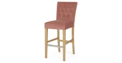 Taburete de bar Flynn – Terciopelo rosa y abedul