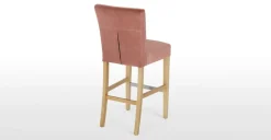 Taburete de bar Flynn – Terciopelo rosa y abedul