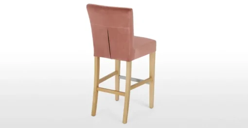Taburete de bar Flynn – Terciopelo rosa y abedul