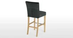 Taburete de bar Flynn – Terciopelo gris medianoche y abedul