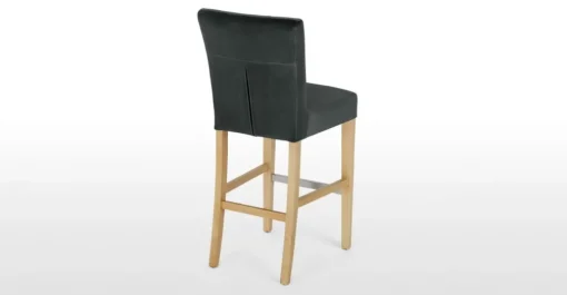 Taburete de bar Flynn – Terciopelo gris medianoche y abedul