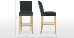 Taburete de bar Flynn – Terciopelo gris medianoche y abedul