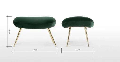 Taburete Moby – Terciopelo verde pino