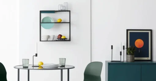 Unidad de almacenamiento para comedor Poppy – Metal y cristal