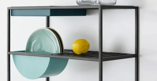 Unidad de almacenamiento para comedor Poppy – Metal y cristal