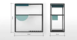 Unidad de almacenamiento para comedor Poppy – Metal y cristal