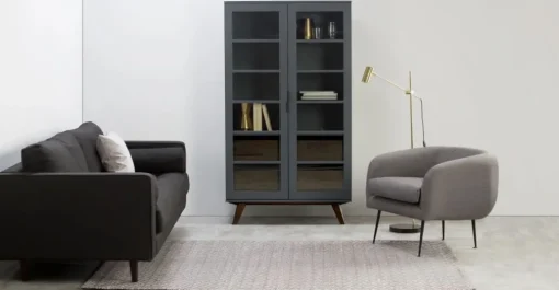 Vitrina Aveiro – Gris y cristal