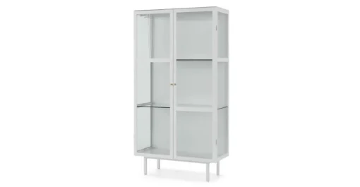 Vitrina de almacenamiento Marden – Blanco y cristal