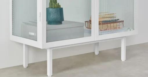 Vitrina de almacenamiento Marden – Blanco y cristal