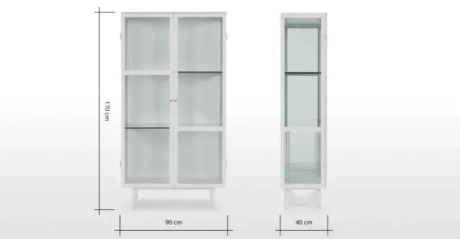 Vitrina de almacenamiento Marden – Blanco y cristal